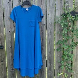Bright Blue LuLaRoe Carly T-Shirt Dress, XS